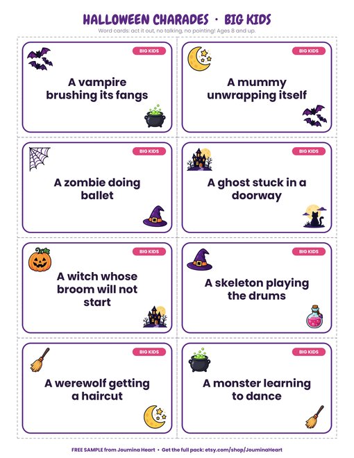 Free page from Halloween Charades for Big Kids