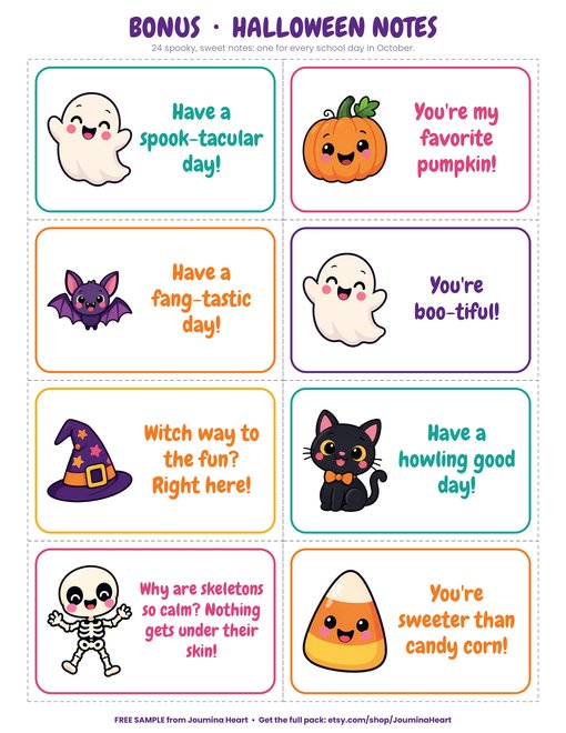 Free page from Halloween Lunch Box Notes