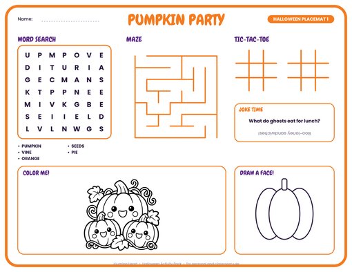 Free page from Halloween Placemat